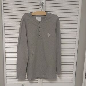 Inimigo Gray Long Sleeve Henkey Shirt with Heart Detail